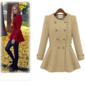 Winter Damen Double Breasted Woolen Fitted Trench Coat